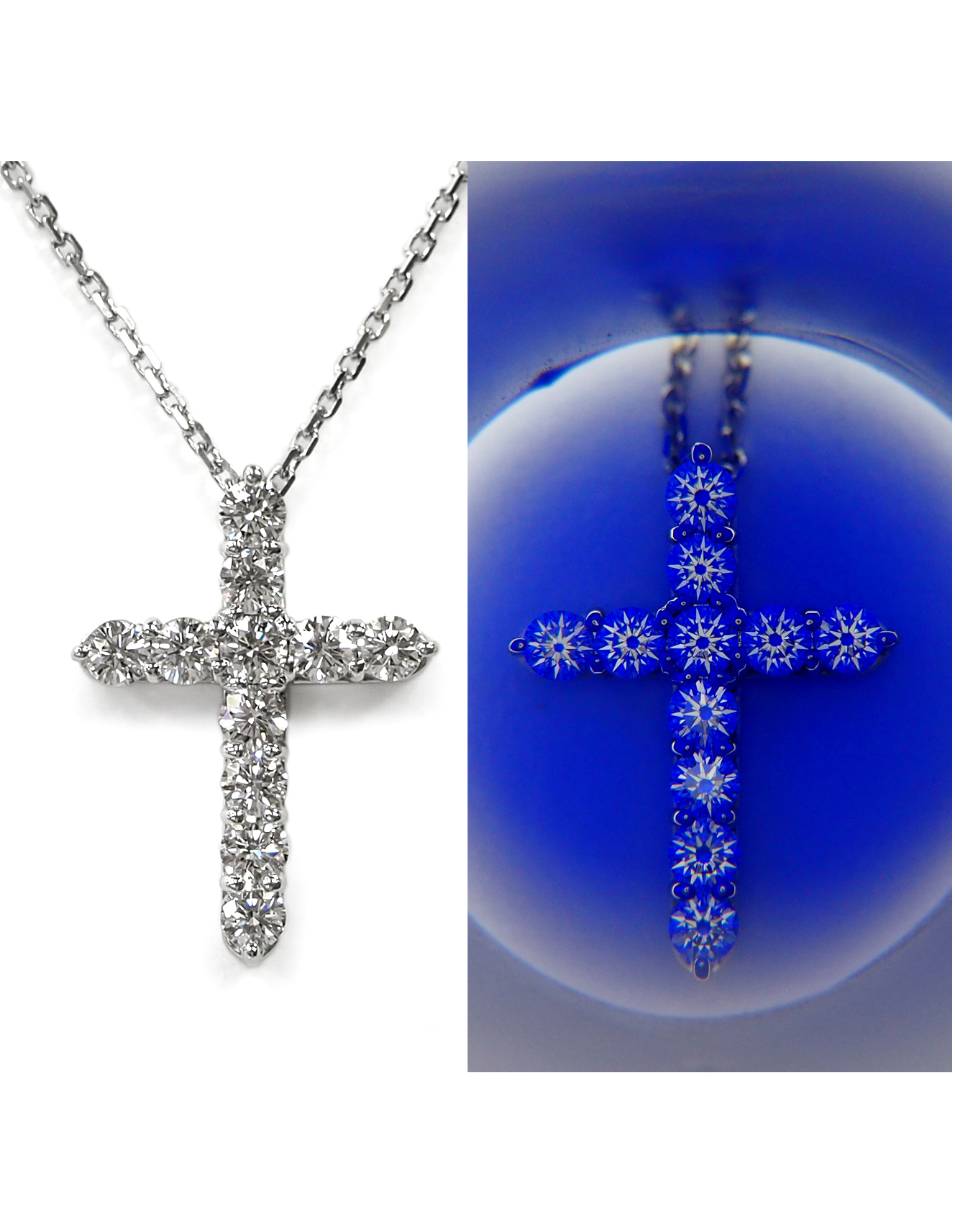 プラチナ ダイヤモンドクロスネックレス 0.50ct｜無色透明の輝きと