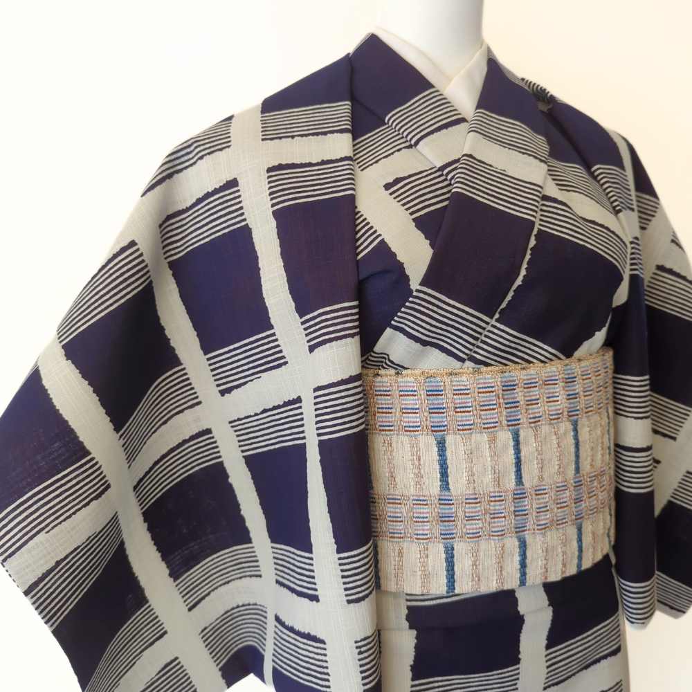 新江戸染・丸久商店さんの浴衣「大格子」 | 普段着きものもたはん