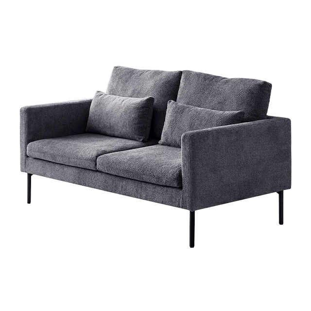 幅153cm・コンパクト広々] 2人掛けモダンソファ ブラックスチール脚