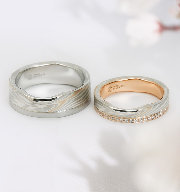結婚指輪「桜あわせ」－紅白－ | 結婚指輪・婚約指輪の杢目金屋