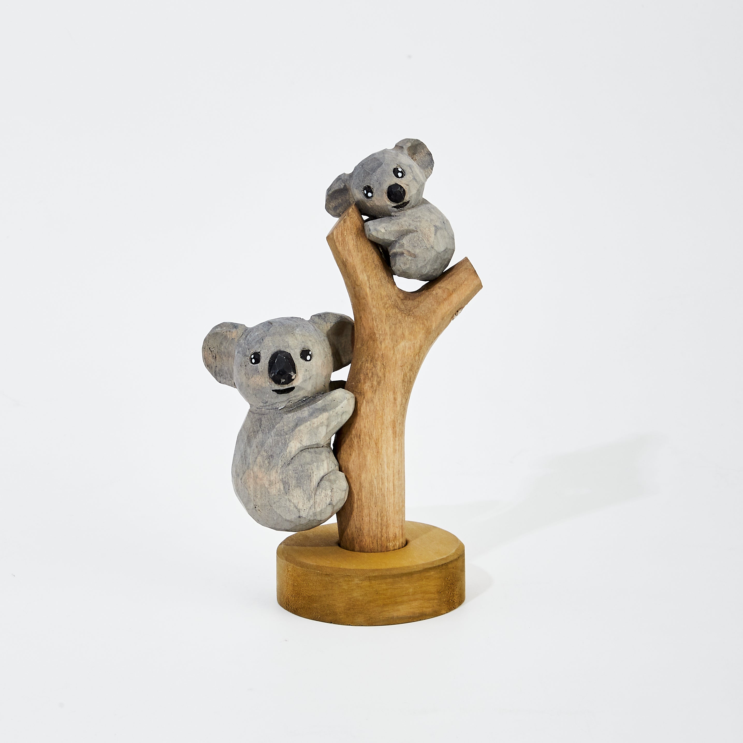 Koko Carved Wooden Koala Mother and Son on Tree – Mokuomo
