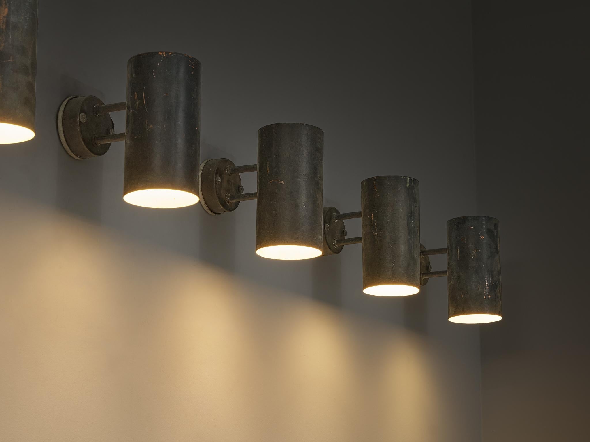 Hans-Agne Jakobsson 'Rulle' Wall Lights in Patinated Copper