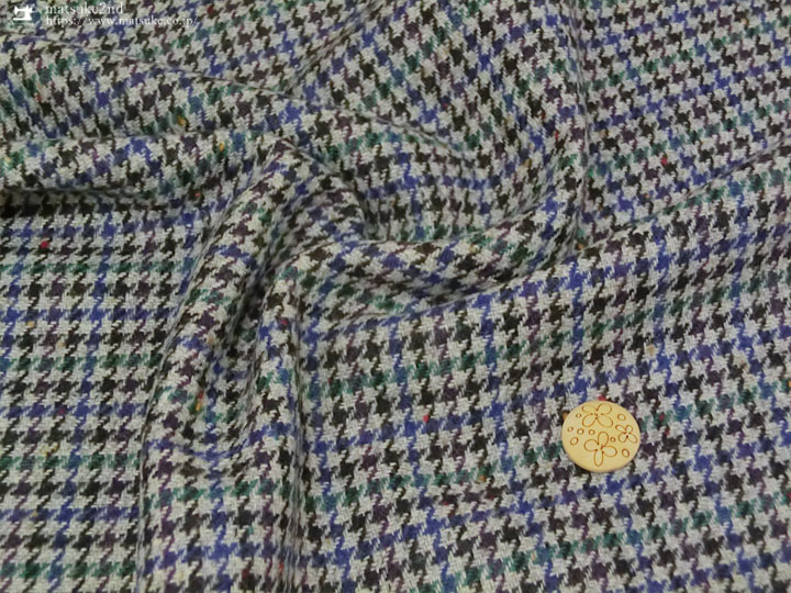 ウール混ネップツイード◇ガンクラブチェック ブルー×グレー系