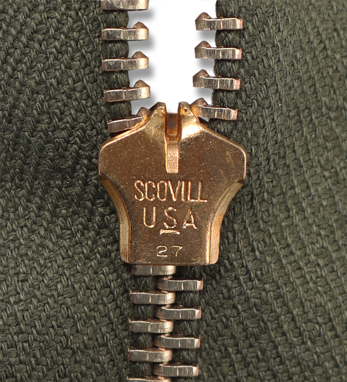 Scovill M72, #5, クローズドエンド ブラスジッパー(M65 3rd襟用)/復刻