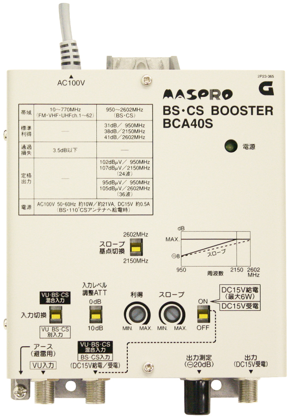 BS・CSブースター BCA40S | マスプロ電工