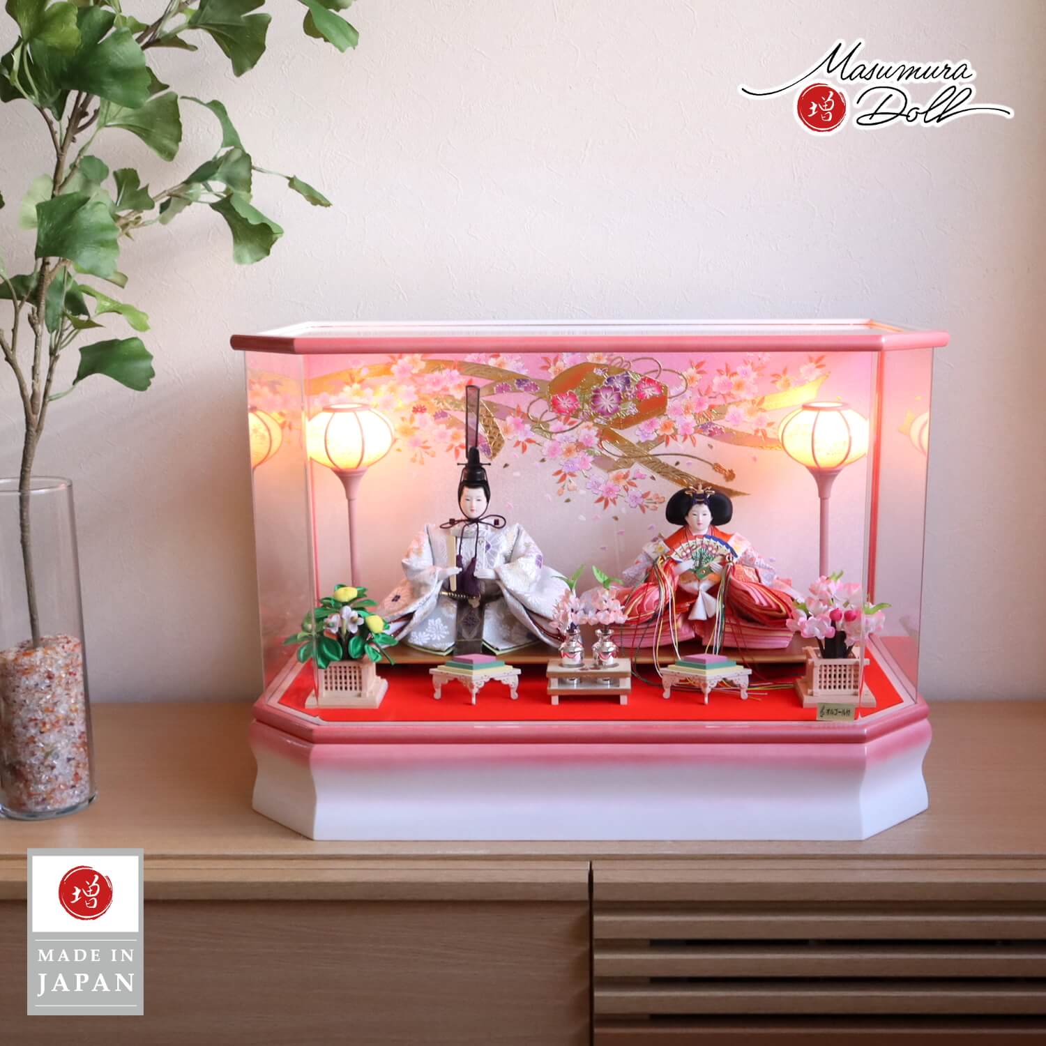 残りわずか【特別セール商品】【日本製】親王 桜金襴衣装 ☆ 六角