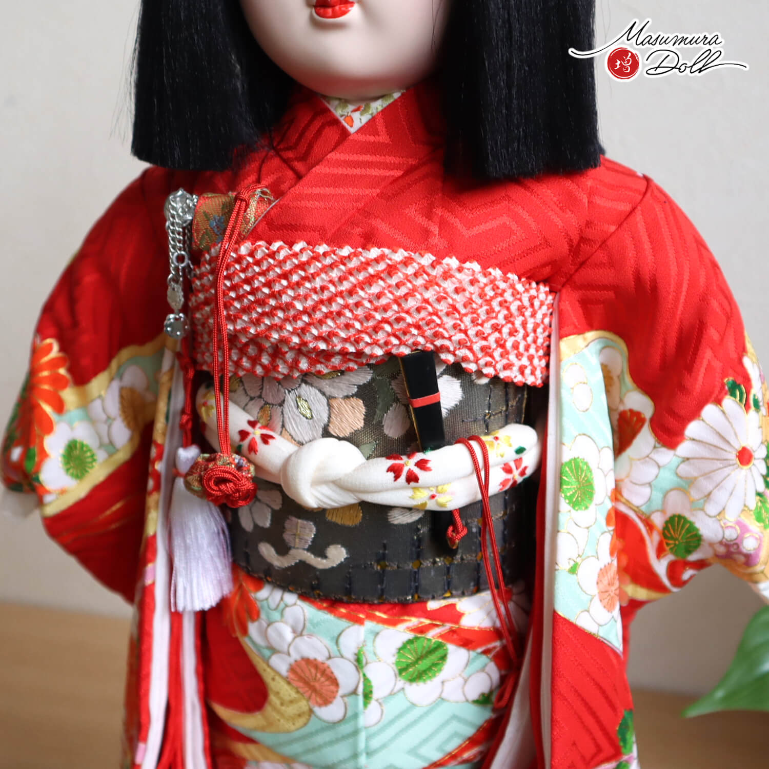 元賀章介作 10号(尺二) 着尺 別染め 流水に花 京友禅 手縫い衣装 赤