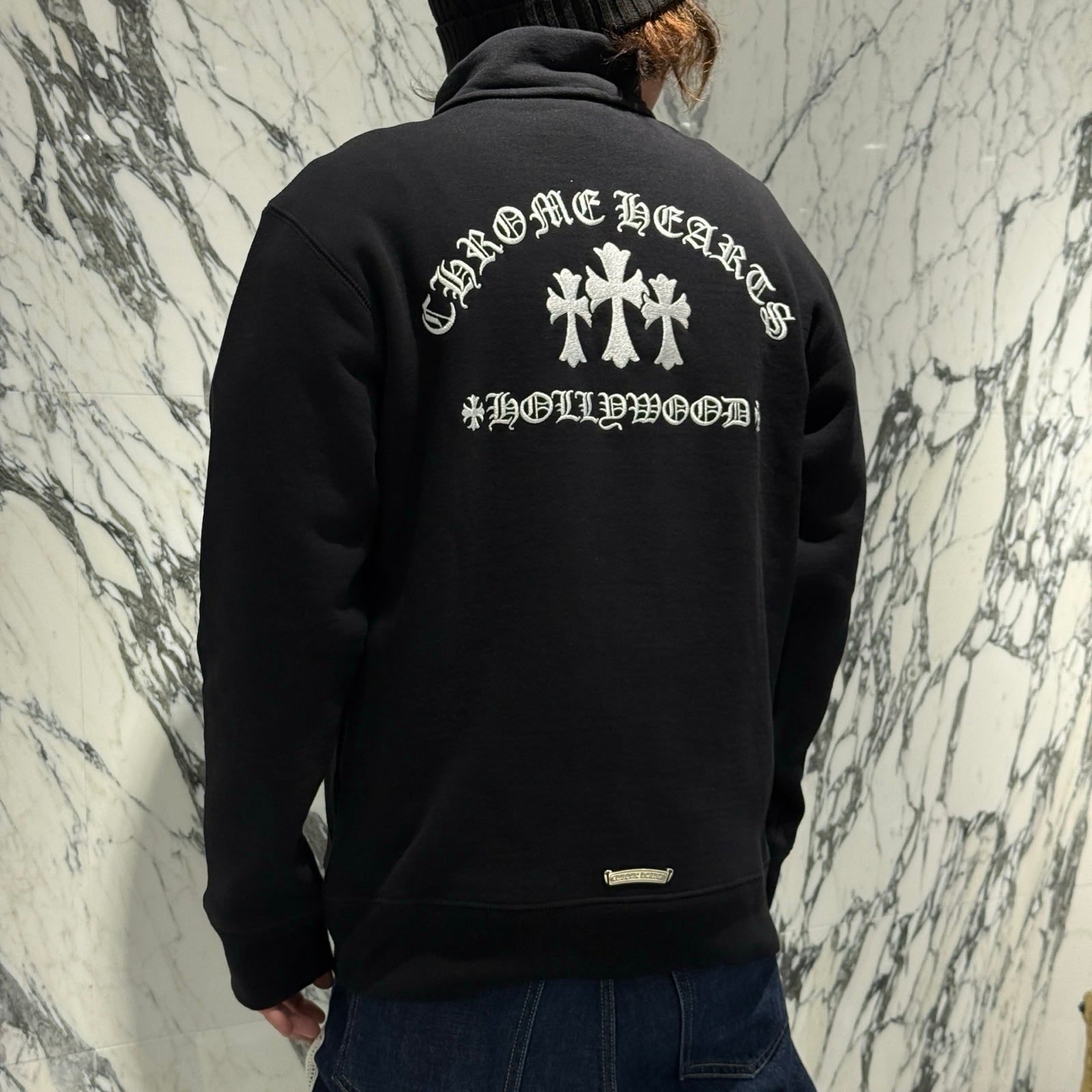 CHROME HEARTS Y NOT King Taco 3 Cemetery Cross Embroidery Half Zip