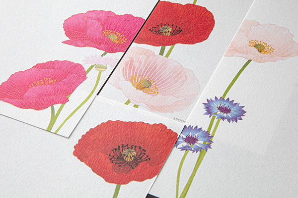 一筆箋｜紙シリーズ｜一筆箋 4柄入 ポピー柄(89599006)｜ミドリ