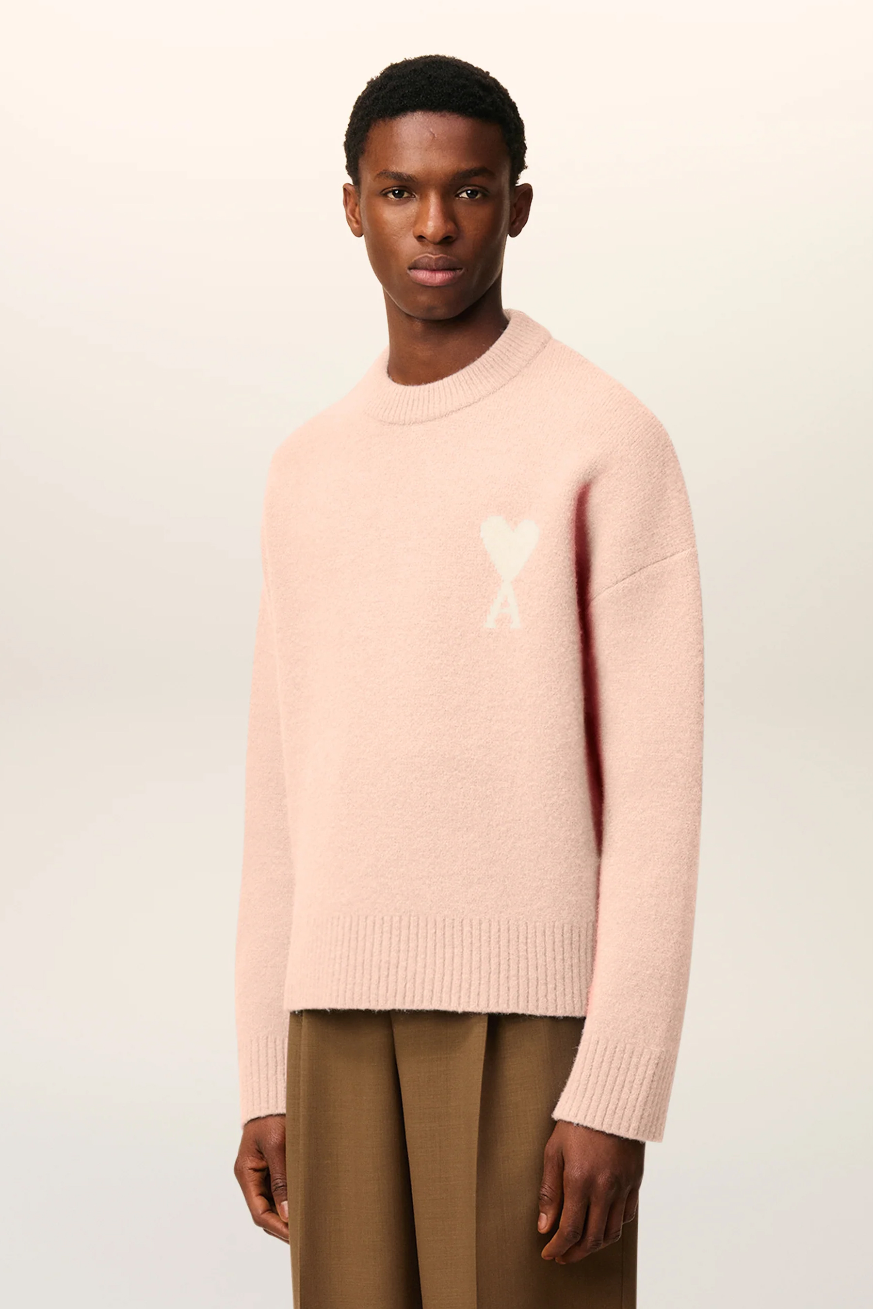 AMI PARIS Relaxed Fit Alpaca Blend Crew Neck Sweater | L