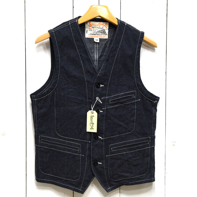 SUGAR CANE(シュガーケーン)11oz BLUE DENIM WORK VEST（ブルーデニム
