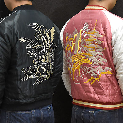 東洋スカジャン「BLACK EAGLE×LANDSCAPE」サテンキルトスカ・NO-257