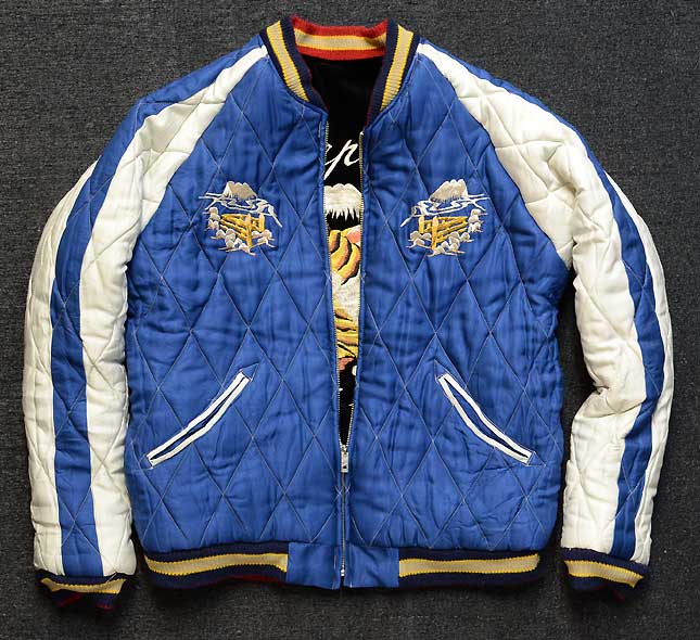 テーラー東洋スカジャン【TIGER×JAPAN MAP】別珍×サテンキルト