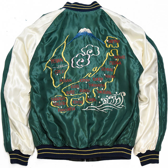 東洋スカジャン【DRAGON×JAPAN MAP】リバーシブルサテンスカ NO-890