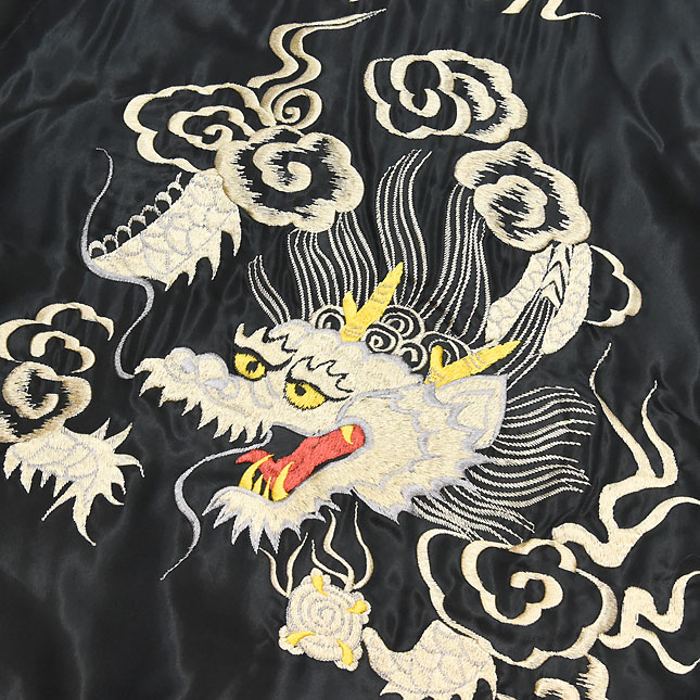 東洋スカジャン「WHITE DRAGON×LANDSCAPE」リバーシブルアセテート