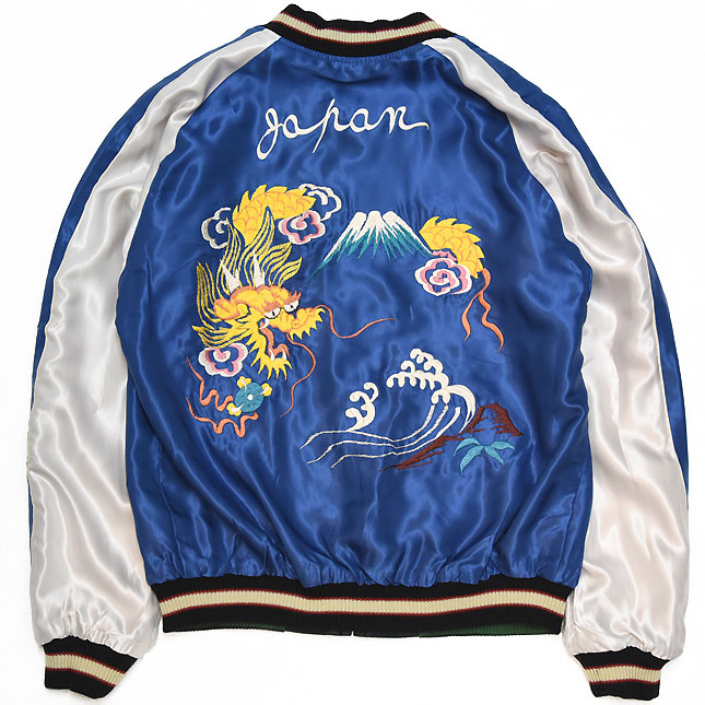 東洋スカジャン「JAPAN MAP×GOLD DRAGON」リバーシブルアセテート