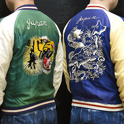 東洋スカジャン「TIGER HEAD×JAPAN MAP」サテンスカ・エージングモデル