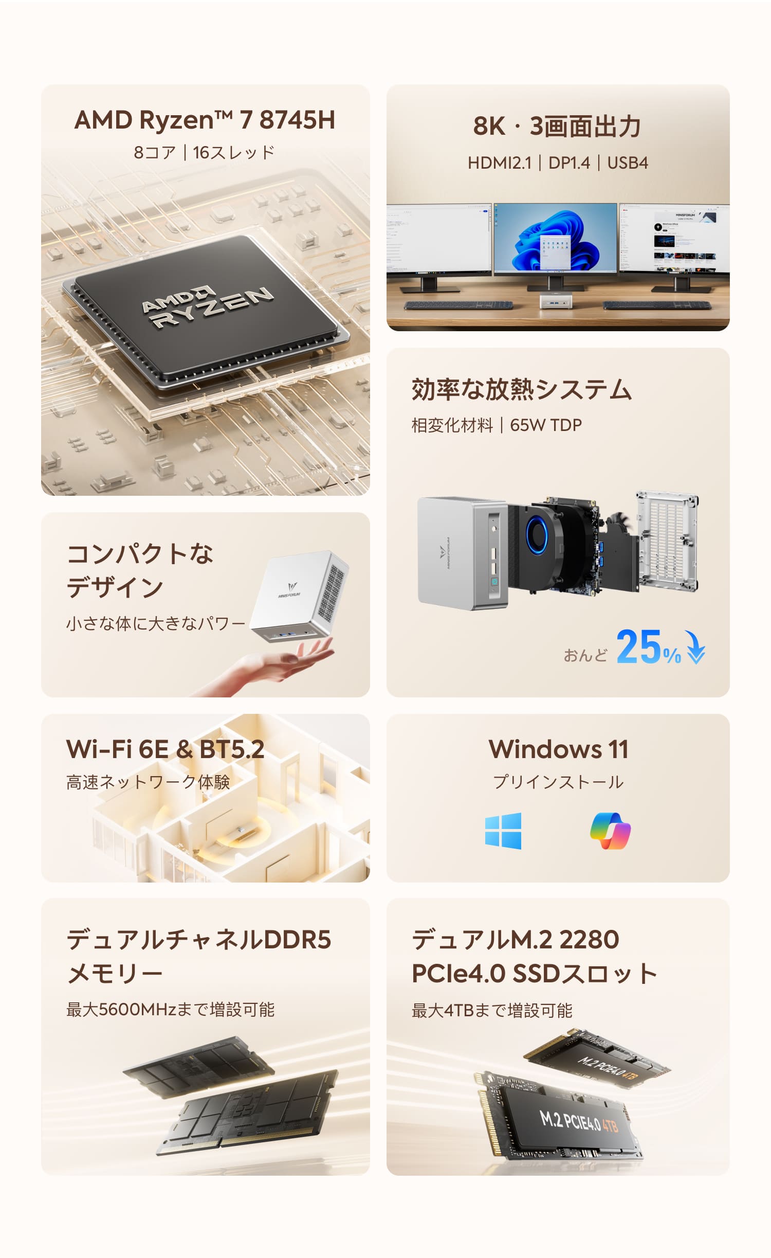 MINISFORUM UM870Slim 32GB 1TB Win11 Pro 楽天市場】【☆20％クーポン
