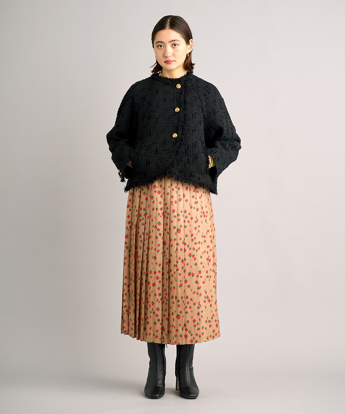 ラウンドヘムツイードジャケット | MUVEIL Online Shop