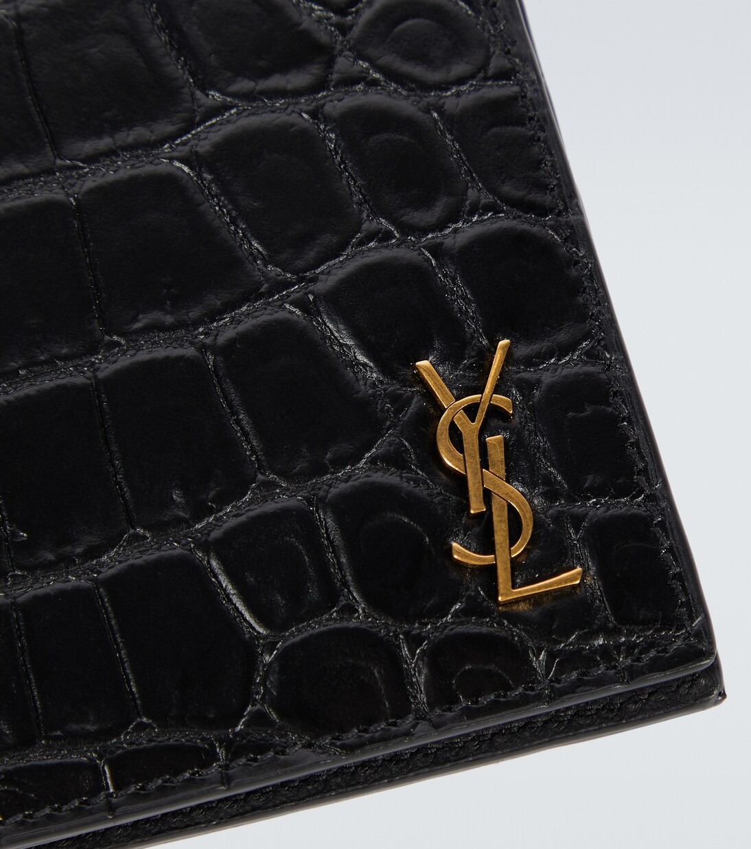 Cassandre croc-effect leather wallet in black - Saint Laurent