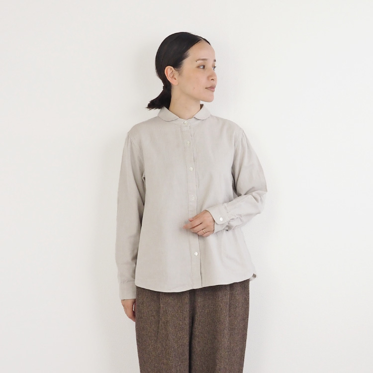 nofl】今治ヘリンボーンラウンドカラーシャツ 644209620 | ナチュラル