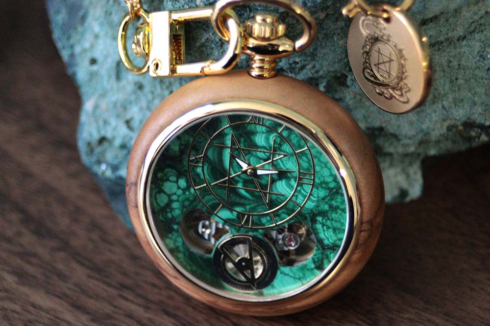 廃盤 POCKET WATCH MODEL 懐中時計/マラカイト 45mm 天然木ケース