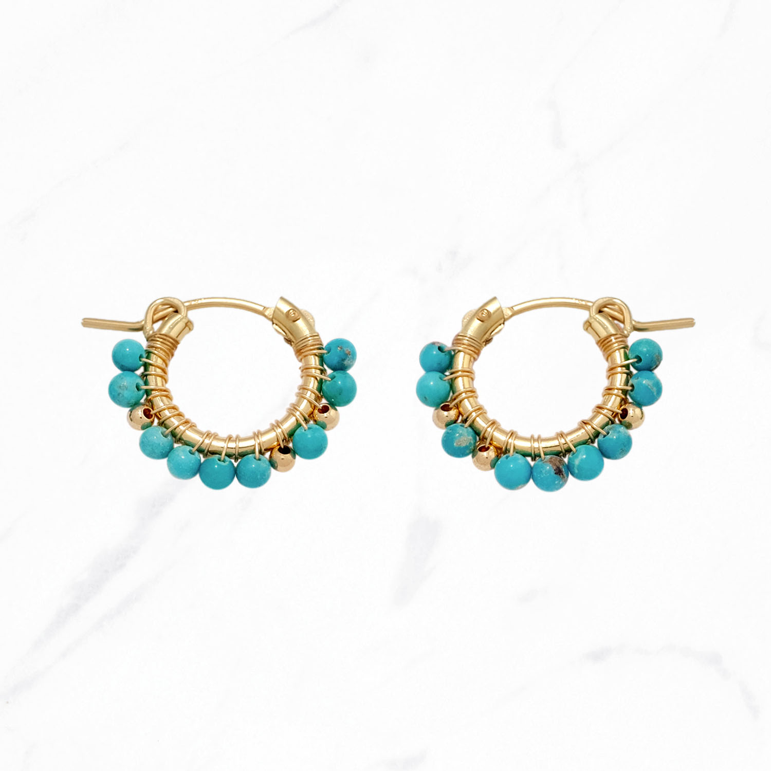 ターコイズ巻きフープピアス S | NATURALI JEWELRY(ナチュラリ