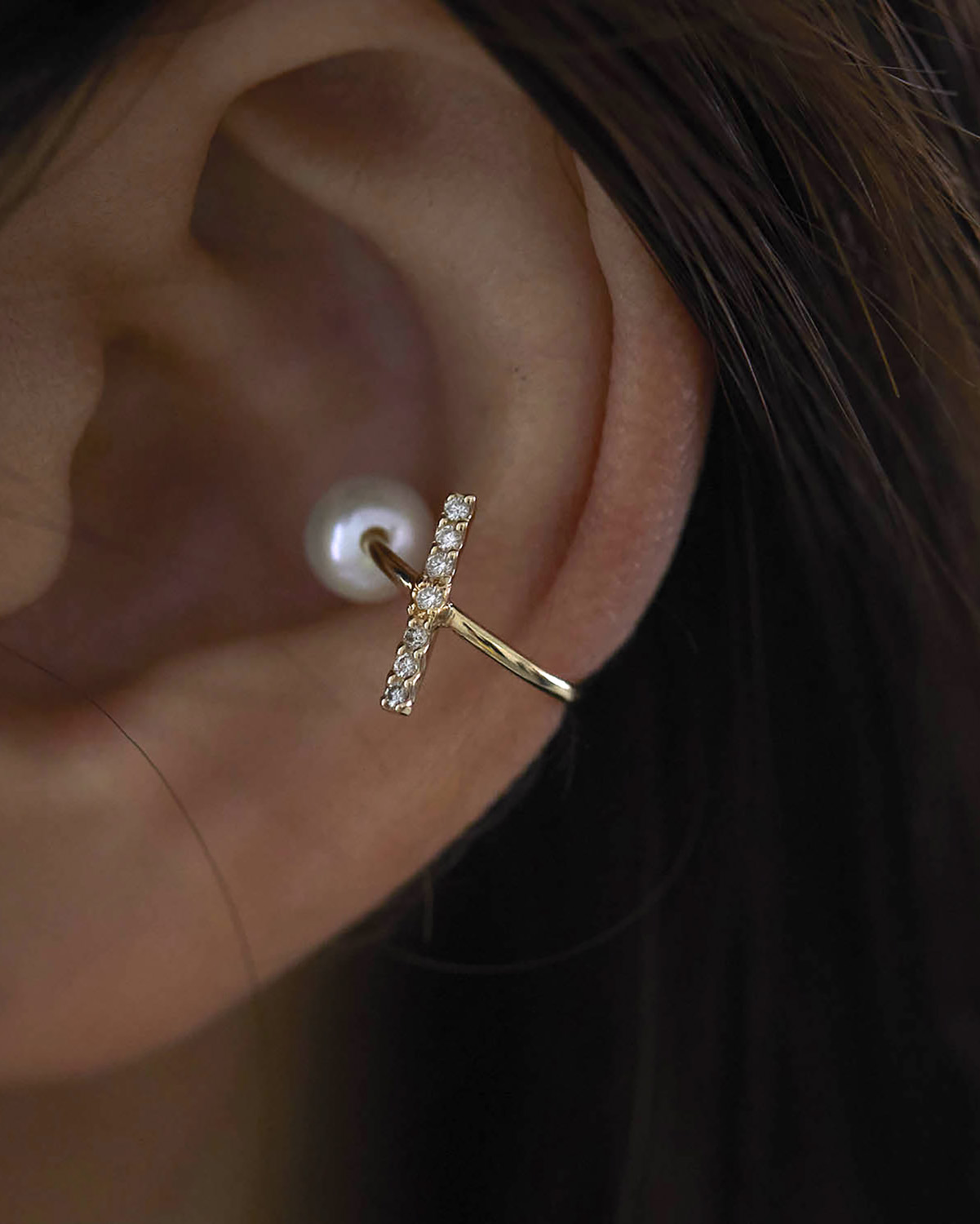 K10 ダイヤバーイヤーカフ | NATURALI JEWELRY(ナチュラリ ジュエリ