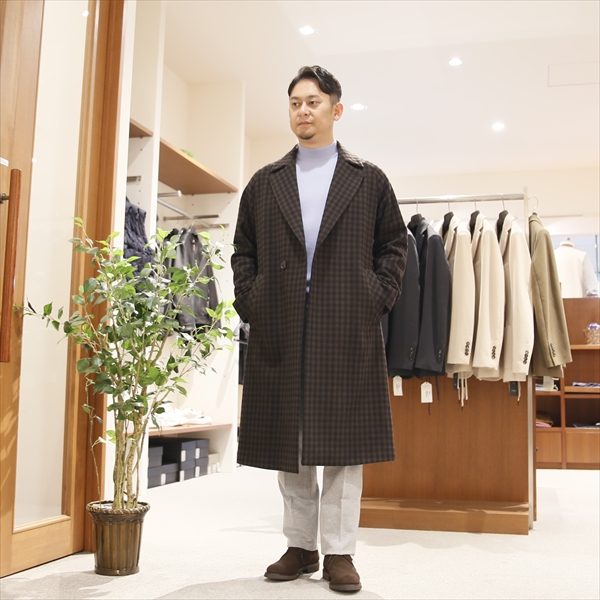 Hevo イーヴォ [秋冬] ウールコート ブロックチェック セミダブル 1B