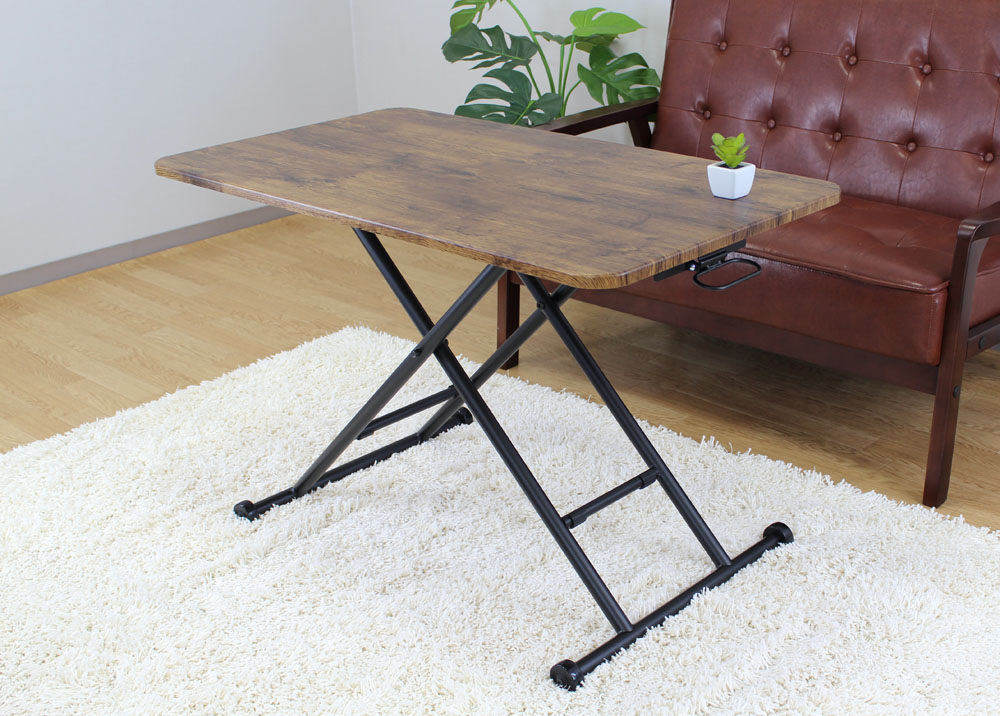 レトロなリフティング昇降テーブル：ガス圧で無段階高さ調整可能タイプ