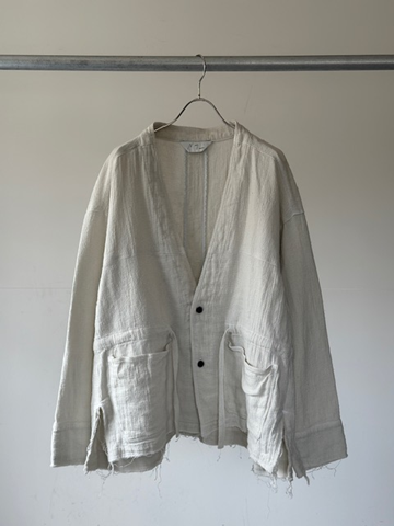 ANCELLM（アンセルム） PANAMA COLLAR LESS SHIRT JACKET(OFF WHITE