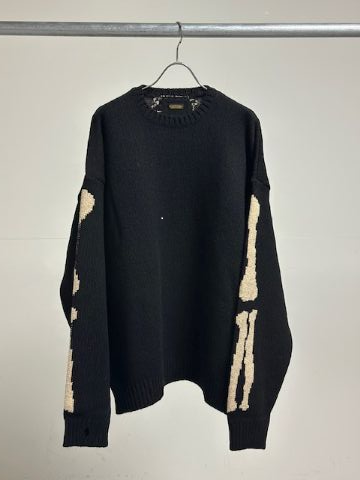 KAPITAL (キャピタル) 5G ウール BONEクルーセーターブラック s.t.c