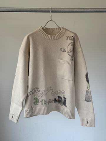 KAPITAL (キャピタル) 5G綿ニットクルーセーター（メモリアルペイント