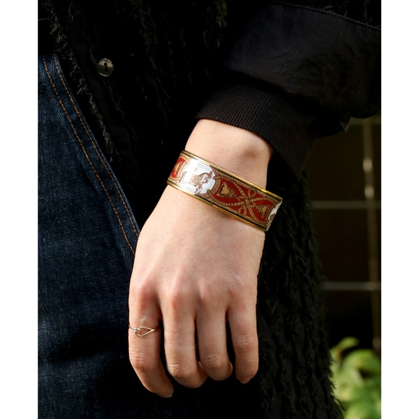 HERMES ヴィンテージ エルメス エマイユGM バングル 中古(ゴールド