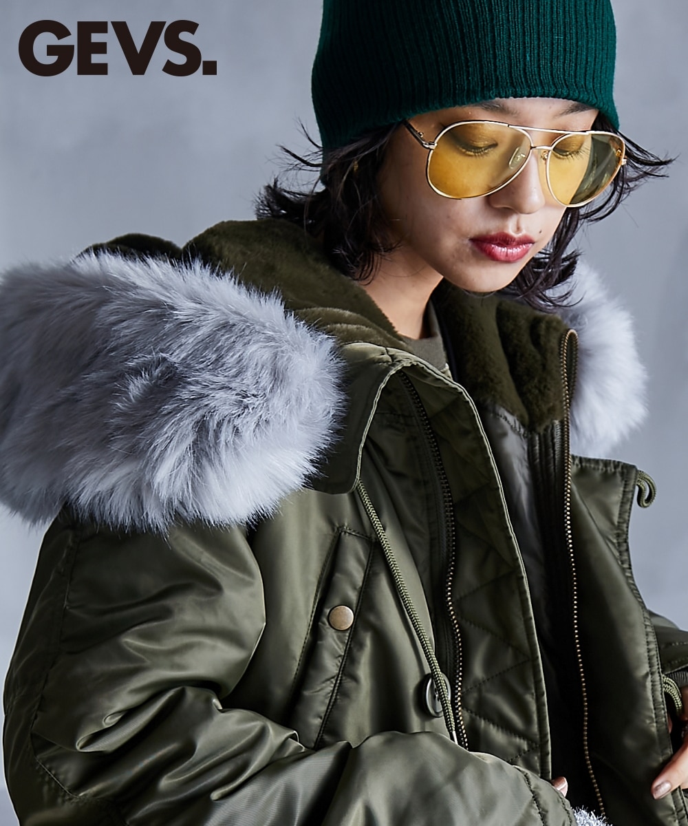 カラーフェイクファー付N‐3Bブルゾンコート＜大きいサイズ有＞GEVS