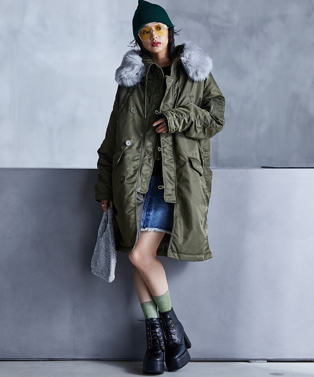 カラーフェイクファー付N‐3Bブルゾンコート＜大きいサイズ有＞GEVS