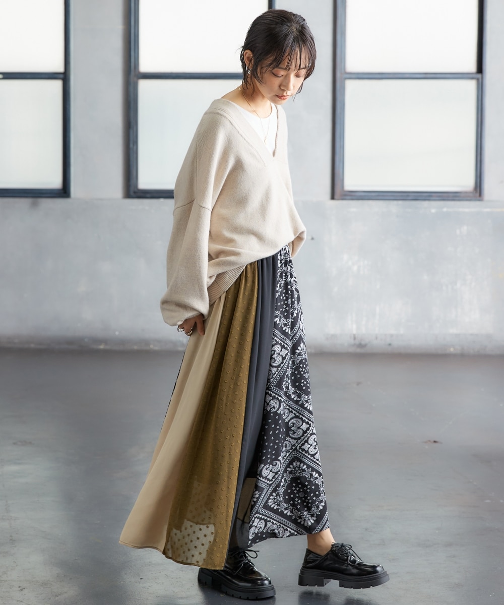 洗える】ツギハギマキシスカート【Soiunique】 大人カジュアル こなれ