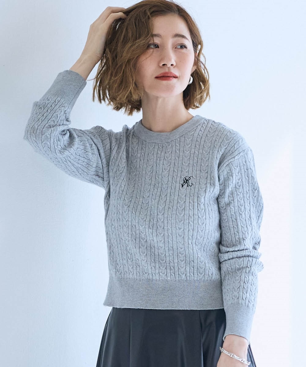 大きいサイズ＞ケーブル編ロゴニットプルオーバー【OtonaSMILE】 通販