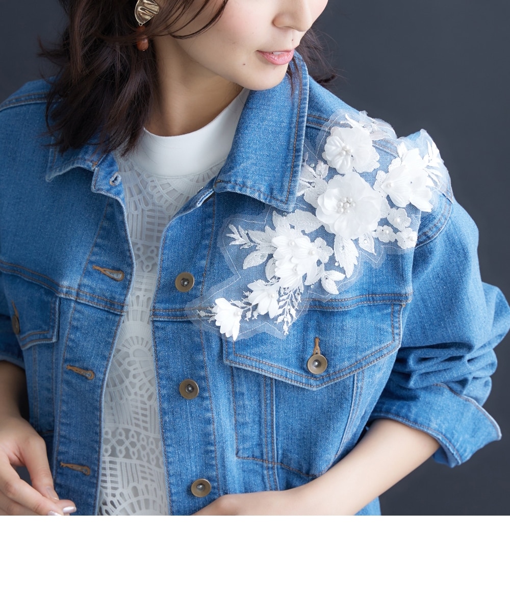 モチーフレース使いデニムジャケット【Hana服】 通販【ニッセン】