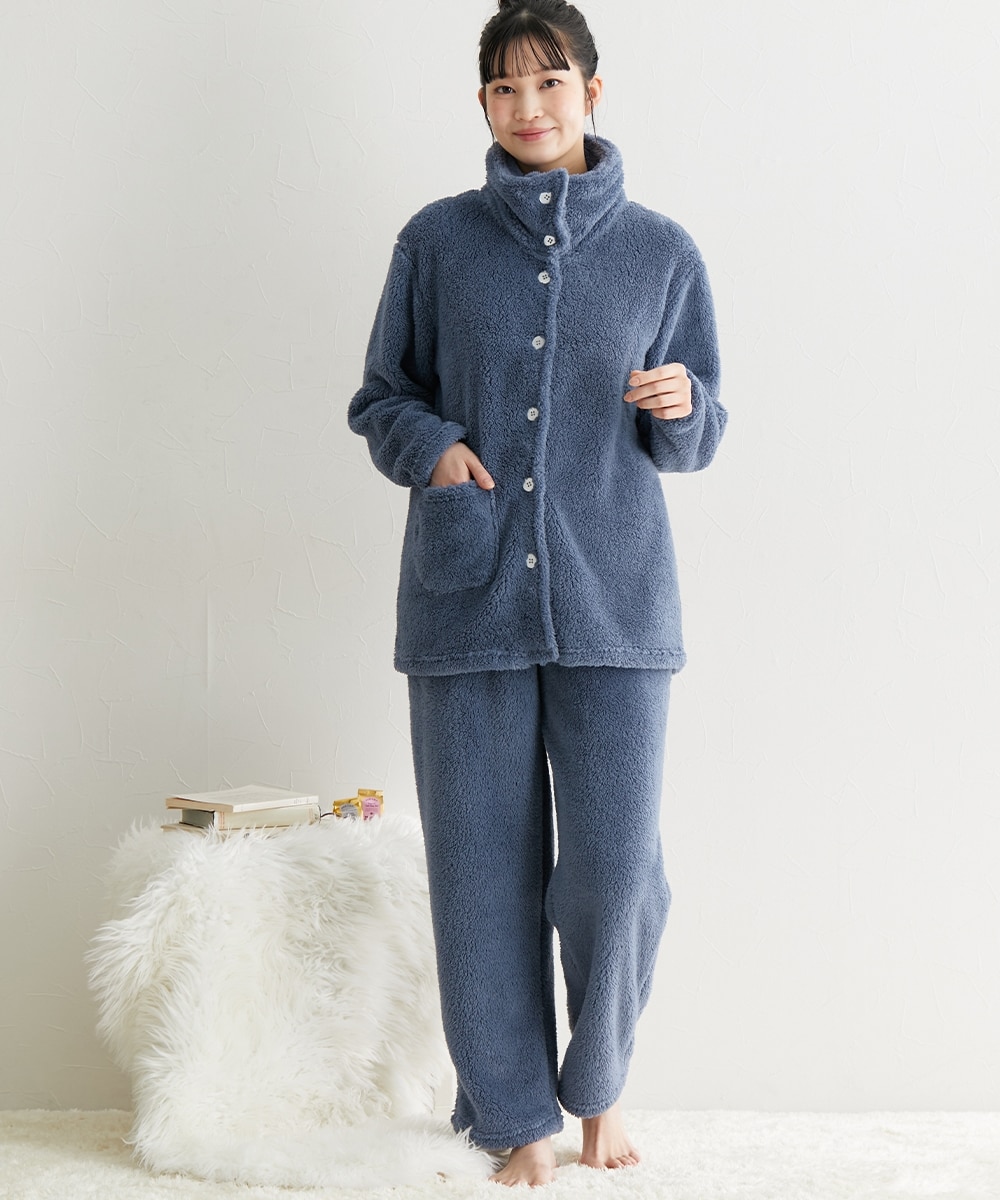 ふわぬくマイクロファー首あったか前開きパジャマ 通販【ニッセン】