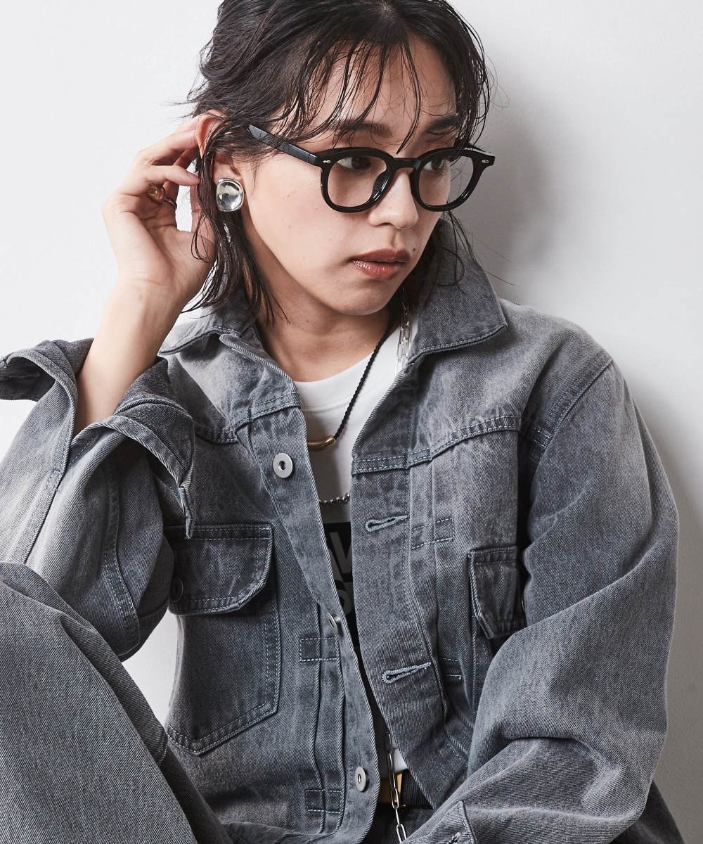 大きいサイズ＞綿100％ヴィンテージ風デニムジャケット シックスタイル