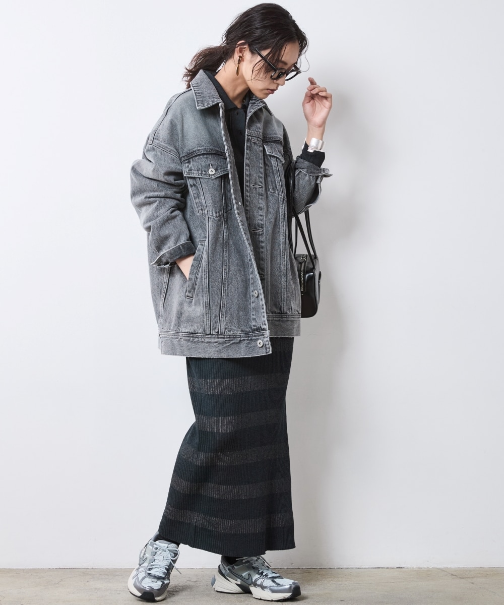 綿100％オーバーサイズデニムジャケット＜大きいサイズ有＞シック