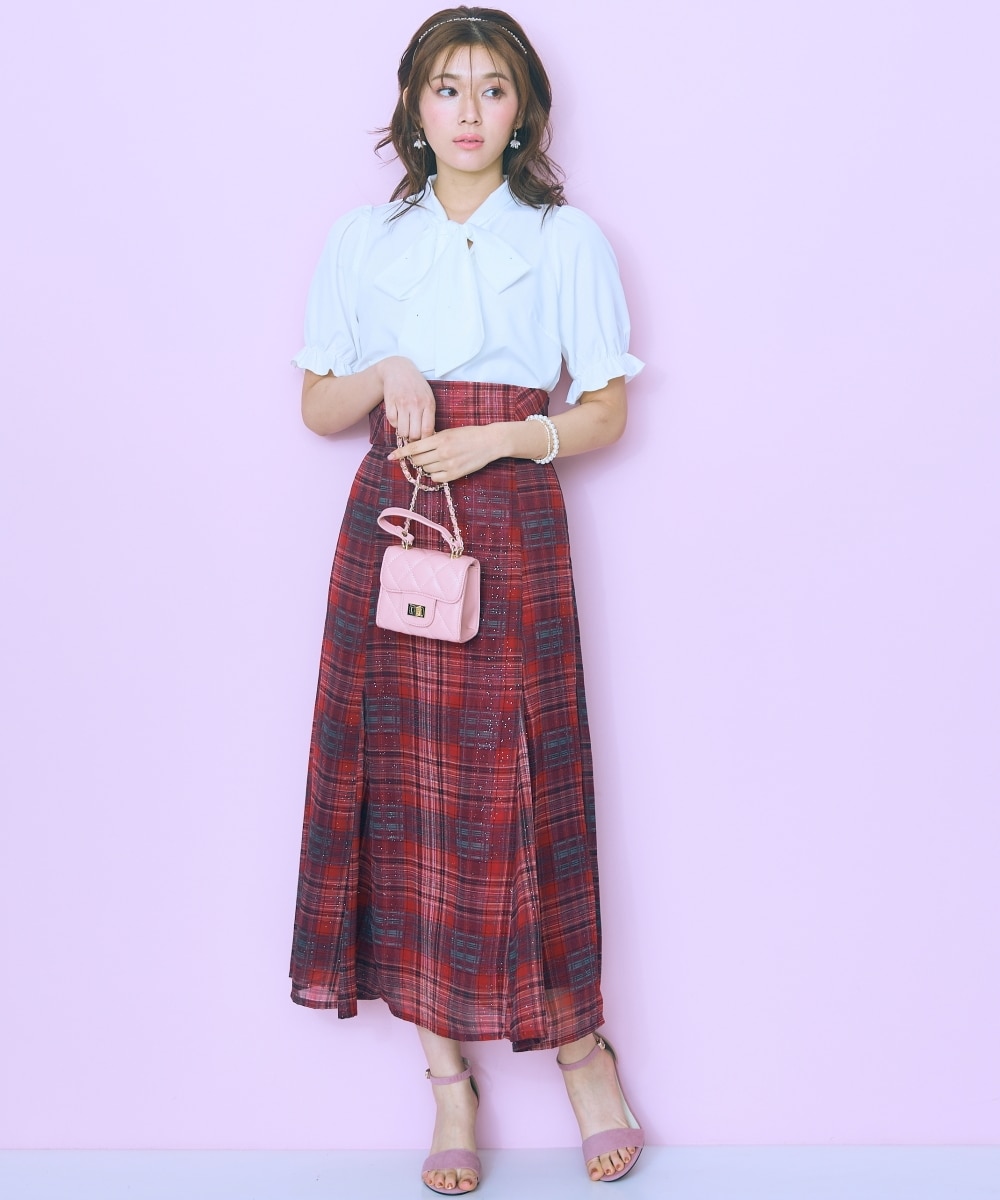 大きいサイズ＞ラメチェックスカート marun 通販【ニッセン】