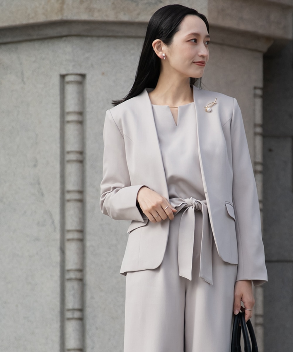 小さいサイズ 【レディーススーツ】ドビー素材セットアップパンツ