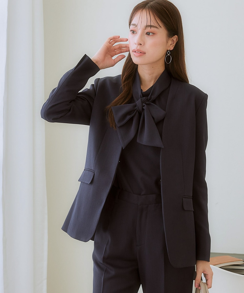 レディーススーツ】ドビー素材セットアップパンツスーツ3点セット