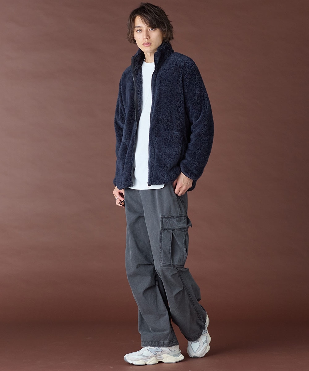 ふわもこボアフリーススタンドカラージップブルゾン【大きいサイズ有