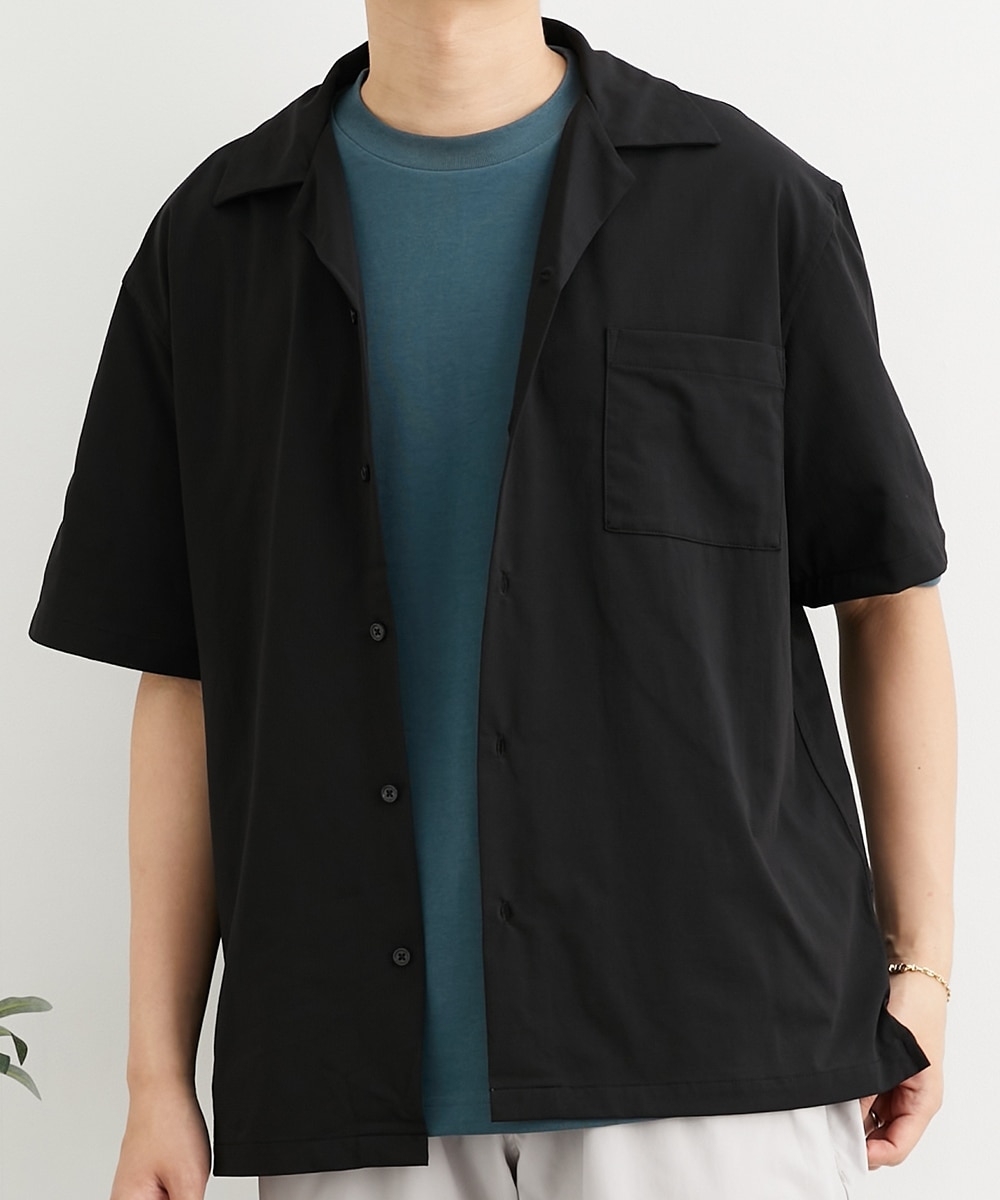 ストレッチオープンカラー半袖シャツ【セットアップ着用可能】接触冷感