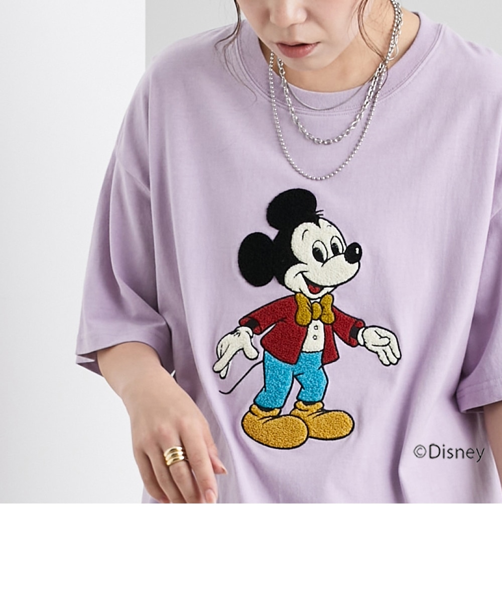 ディズニー】綿100％キャラクターさがら刺しゅうオーバーサイズT