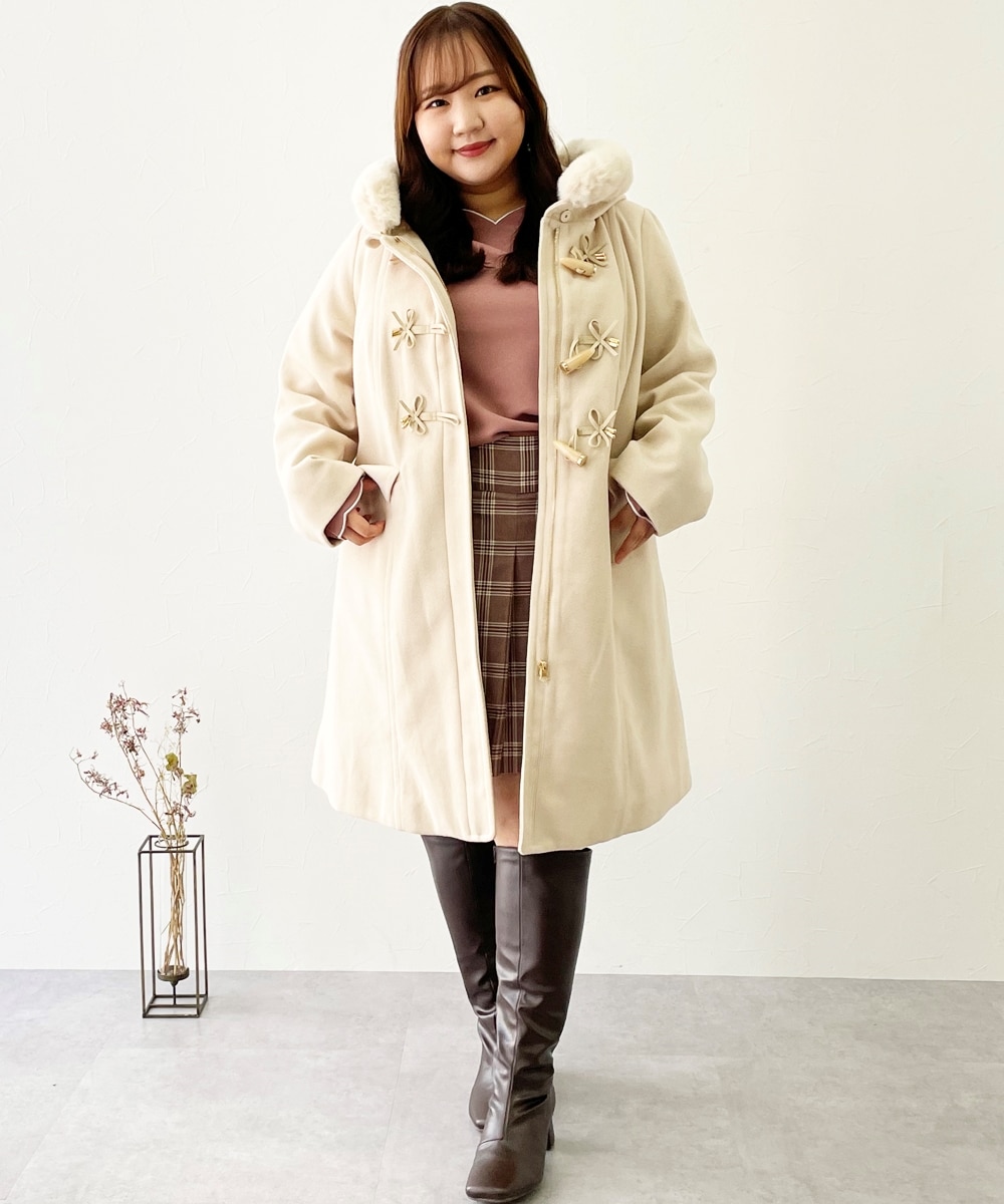 大きいサイズ＞フェイクファーフードダッフルコート marun 通販