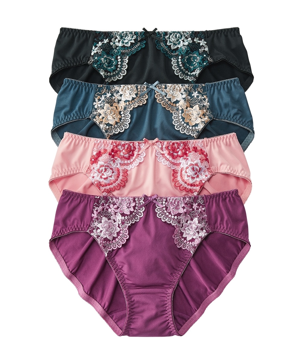 花柄刺しゅうコーディネートショーツ4枚組 通販【ニッセン】